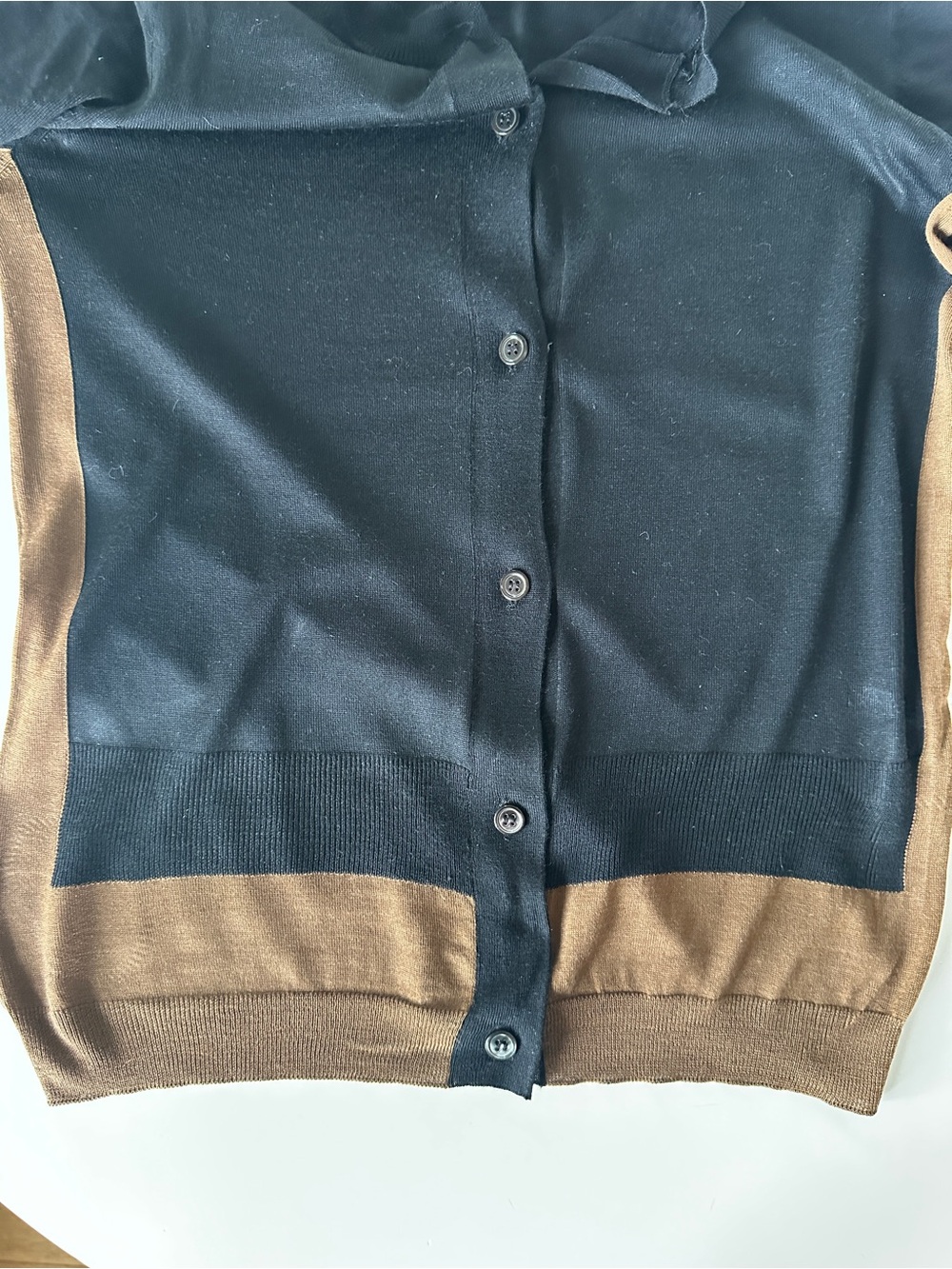 MARNI Two-Tone Black & Brown Button-Up Sweater - Picture 2 of 10